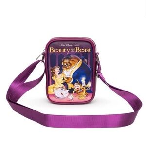 NWT DISNEY BAG, CROSS BODY, BEAUTY AND THE BEAST VHS MOVIE BOX REPLICA